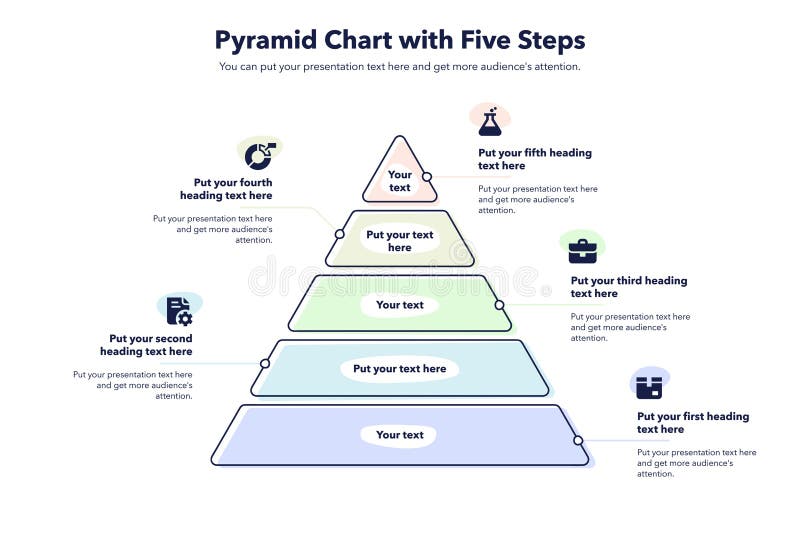 Pyramid Chart Template with Three Colorful Steps Stock Vector ...