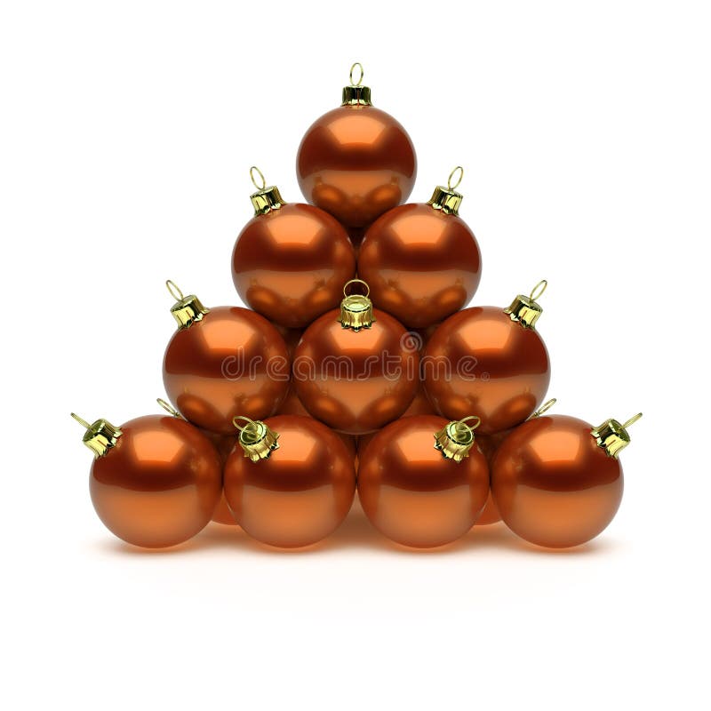 Pyramid of Christmas balls orange shiny golden stock illustration Pyramid of Christmas balls orange shiny golden stock illustration