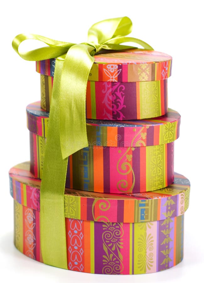 Pyramid of colorful gift boxes