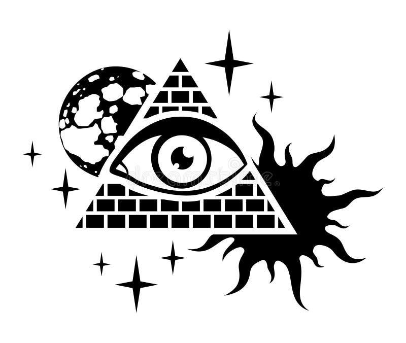 Pyramid and the eye stock illustration