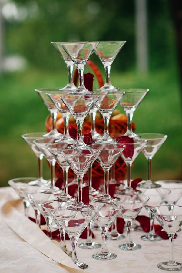 Pyramid Champagne Martini Glasses Stock Image Image of decoration