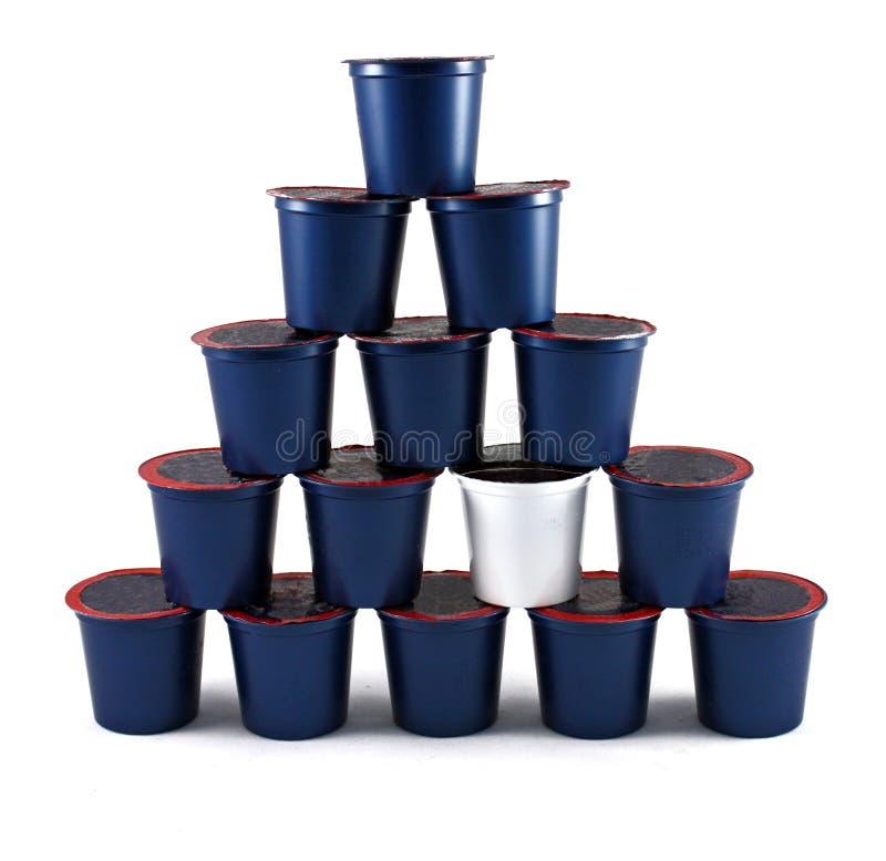 Pyramid of K cups stock image