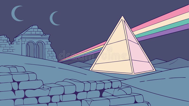 Pyramid med regnbåge med lätt prism Mystical Energy Vector Art-vektordesign Generativ AI stock illustrationer