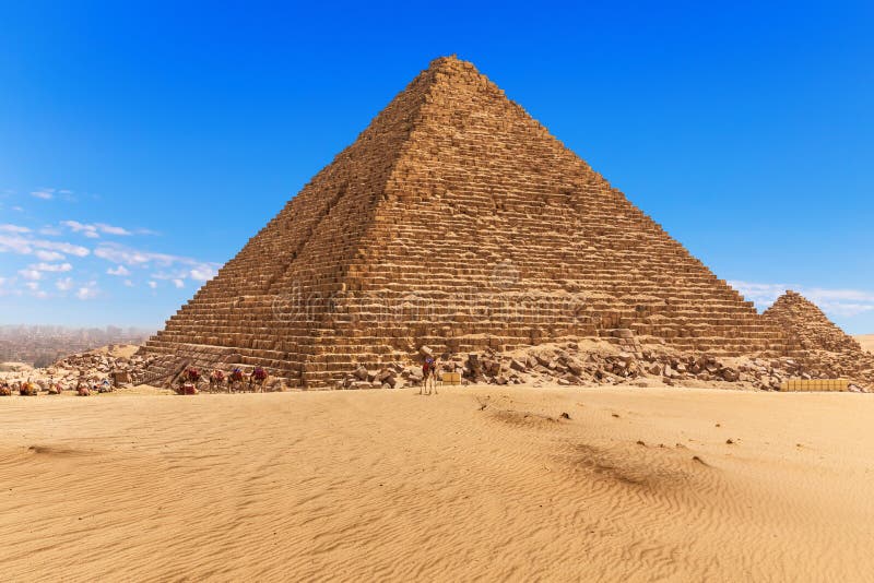 The Pyramid of Menkaure and the Blue Sky of Giza, Egypt Stock Photo ...