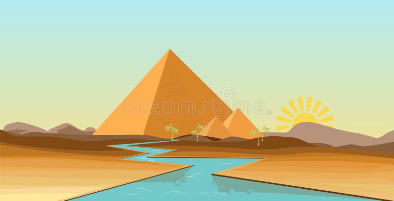 Pyramid and Nile vector illustration