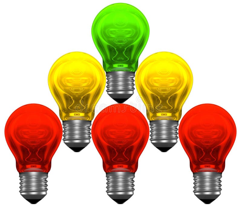Pyramid Of Red, Yellow And Green Light Bulbs Stock Illustration