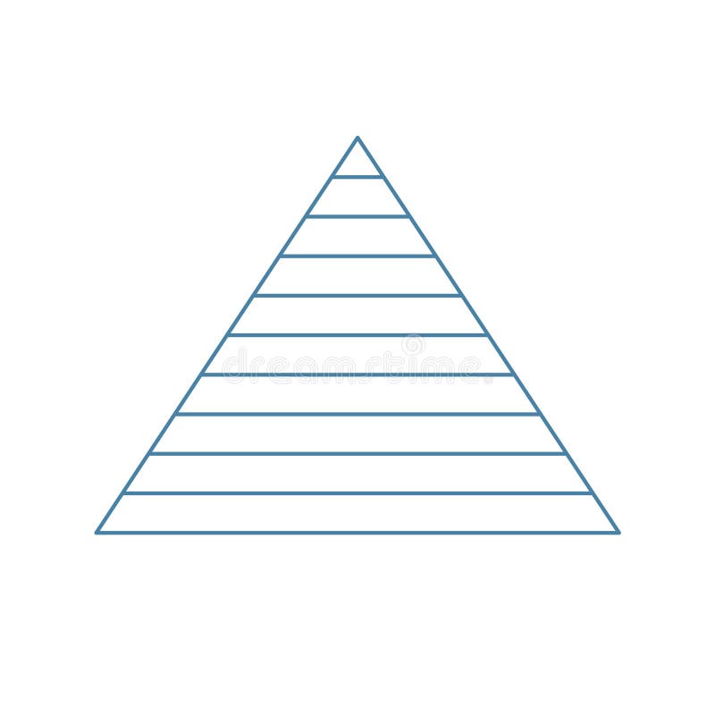 Pyramid Scheme 10 Ten Steps. Vector Hierarchy Level Chart Graph, Blue