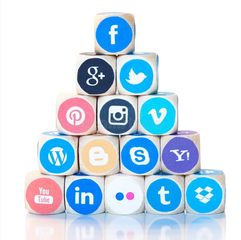 Pyramid of social media icons, Facebook on top