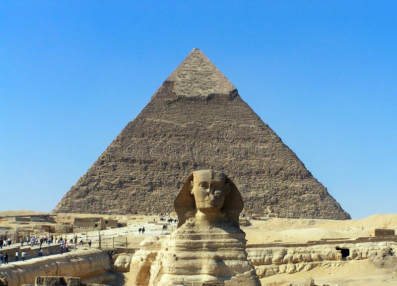 Pyramid and the Sphinx royalty free stock photos Pyramid and the Sphinx royalty free stock photos