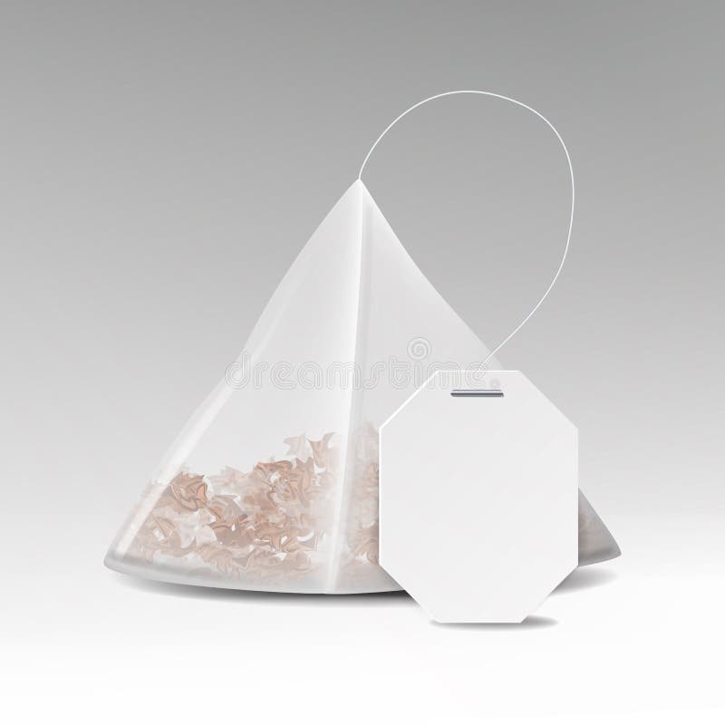 Download Pyramid Tea Bag Mock Up With Empty White Label. Vector ...