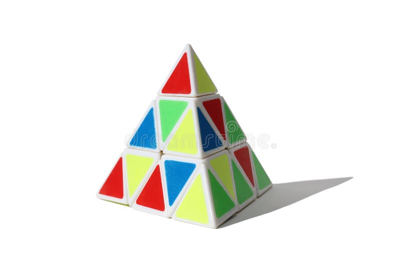 Educational children`s toy puzzle in the form of a pyramid on a white isolated background