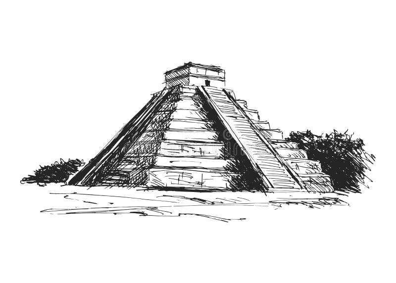  Pyramide  De Maya  De Dessin  De Main Illustration de Vecteur 