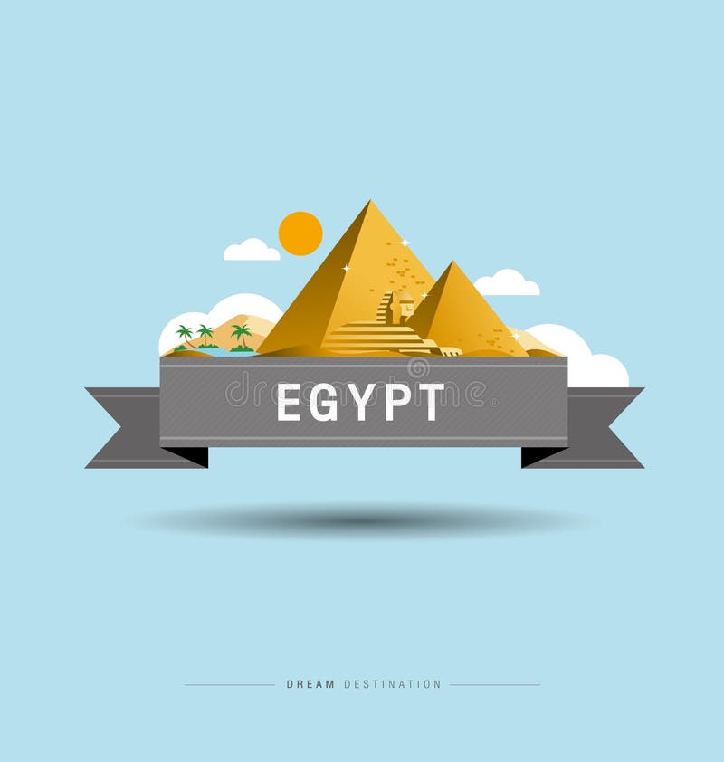 Pyramide, sphinx, Egypte, destination, scape de ville, typographie