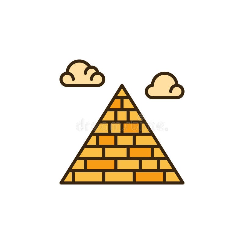 Pyramidenkonzept mit gelber Pyramide und kreatives farbiges Symbol vektor abbildung