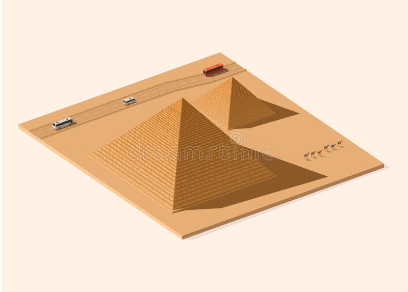 Pyramides égyptiennes Basse poly illustration isométrique illustration stock Pyramides égyptiennes Basse poly illustration isométrique illustration stock