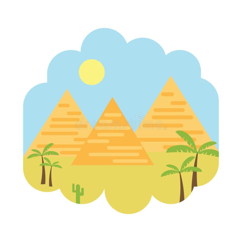 Pyramids in the Desert. Vector Illustration Decorative Design Stock ...