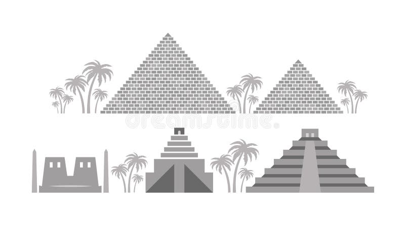 Pyramids and Temples of Ancient Egypt, Babylon, Maya. royalty free illustration Pyramids and Temples of Ancient Egypt, Babylon, Maya. royalty free illustration