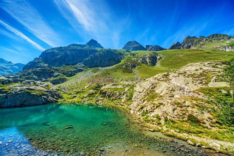 Pyrenees Mountain Landscape Stock Photo Image of water, outdoors