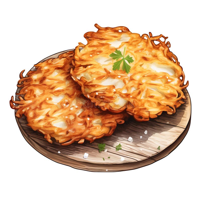 Pyszne chrupiące latkes świętujący festiwal hanukkah royalty ilustracja