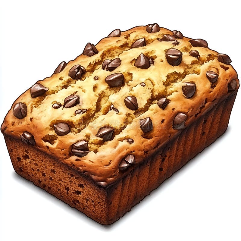 Pyszne Domowe Czekoladowe Chipsy Bananowe Chleb Pieczone Świeże Słodkie Trzaski ilustracja wektor
