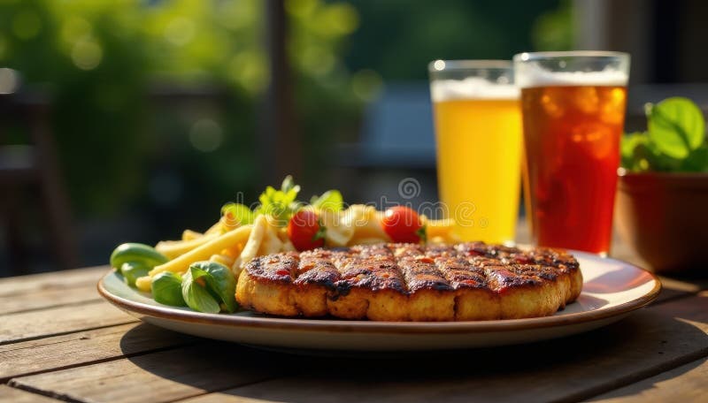 Pyszne grillowane napoje targowe zbierające pyszne ilustracji