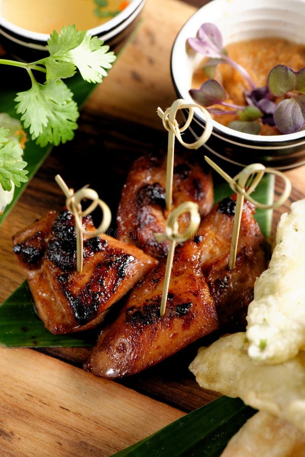Pyszne satay na skewersach obraz stock