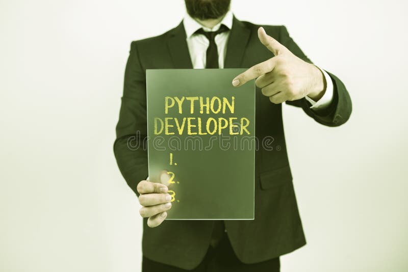 προγραμματιστής python εννοιολογικής απεικόνισης. οι εργαζόμενοι με επιχειρηματικές ιδέες αμείβονται για την εισαγωγή κατάλληλων π στοκ φωτογραφία