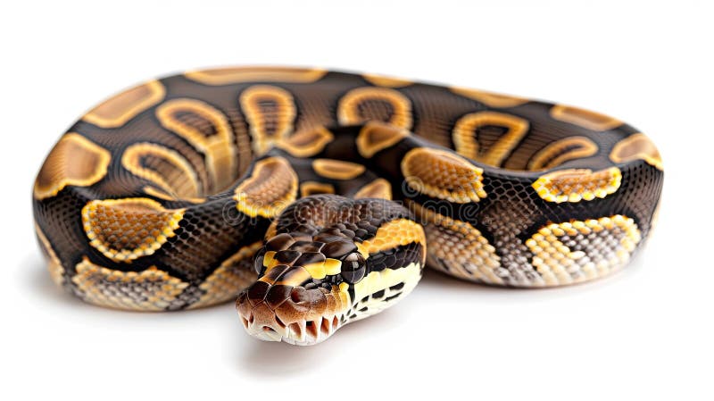 ένα μπάλα python σε ένα καθαρό λευκό φόντο, που αναδεικνύει τα εντυπωσιακά του σχέδια και την μοναδική του χρωματική απόχρωση σε έ διανυσματική απεικόνιση