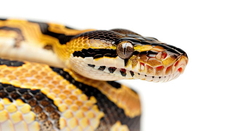 ένα μπάλα python σε ένα άσπρο, αμόλυντο φόντο, που αναδεικνύει τα εντυπωσιακά του σχέδια και την μοναδική του χρωματική απόχρωση σ διανυσματική απεικόνιση
