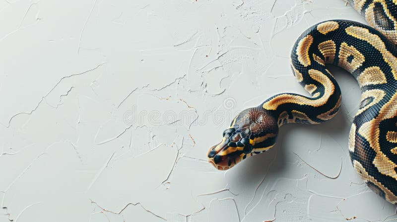 ένα μπάλα python σε ένα άσπρο φόντο, που αναδεικνύει τα εντυπωσιακά του σχέδια και την μοναδική του χρωματική απόχρωση σε ένα στοκ εικόνες