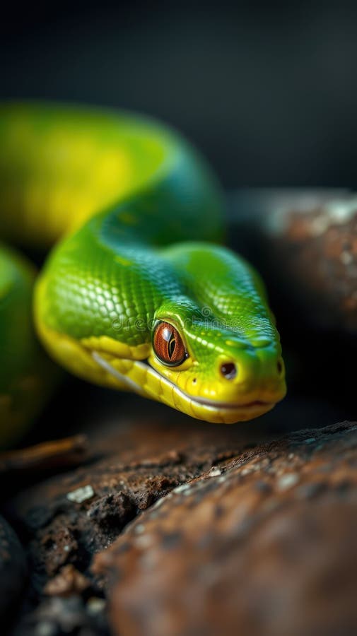 πράσινο δέντρο python που αναπαύεται σε μια επιφάνεια με υφή σε φυσικό περιβάλλον κατά τη διάρκεια του φωτός στοκ φωτογραφία με δικαίωμα ελεύθερης χρήσης