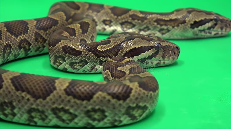 绿色屏幕上真实感的网纹Python爬行 皇族释放例证