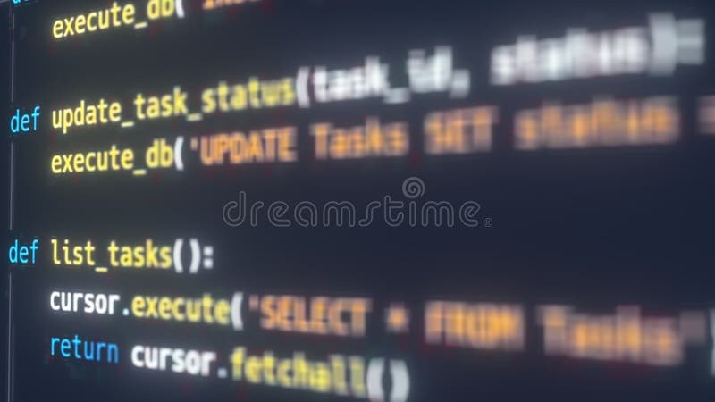 抽象的な Python コード。コンピュータ生成の 3D レンダリング