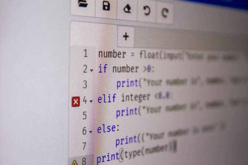Ένα κομμάτι κώδικα Python μέσα σε έναν επεξεργαστή κώδικα. Τεχνολογία πληροφορικής στοκ εικόνες
