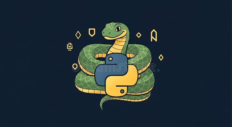 Python 编程语言吉祥物蛇的插图 库存例证