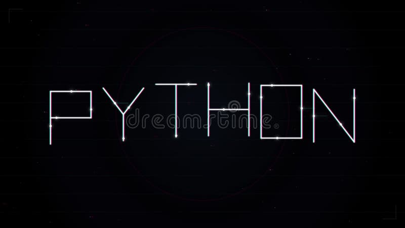 Φουτουριστική Κίνηση Κειμένου Python σε Στυλ Λαμπερού Ψηφιακού Τεχνολογικού Αστερισμού σε Σκοτεινό Φόντο διανυσματική απεικόνιση