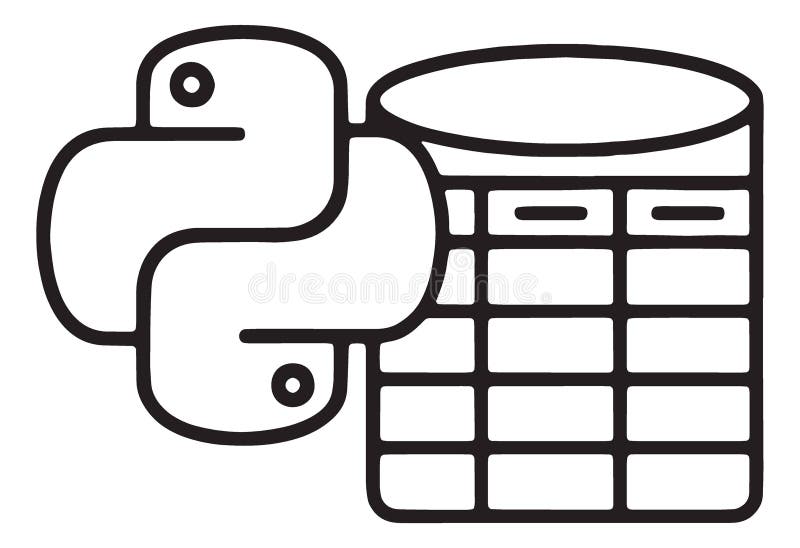 Логотип языка программирования Python в сочетании с сеткой таблицы базы данных бесплатная иллюстрация