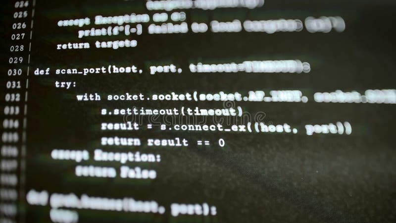 Συνάρτηση σάρωσης θυρών Python στον επεξεργαστή κώδικα ελεύθερη απεικόνιση δικαιώματος