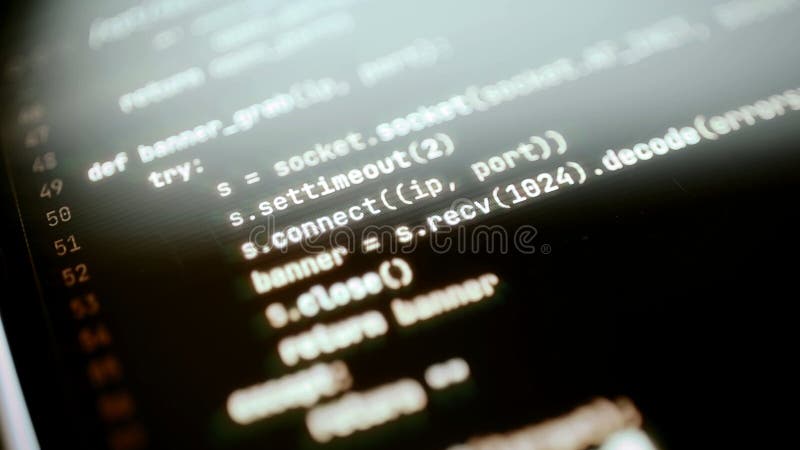 Функции сканера Python-сокетов в редакторе иллюстрация вектора