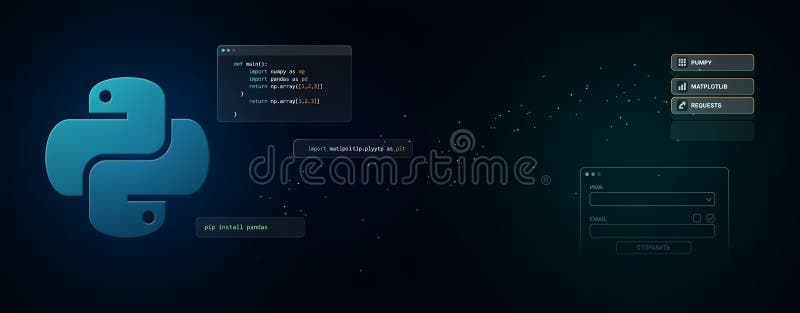 用于 Python 编程课程的超宽电影感图形设计背景 皇族释放例证