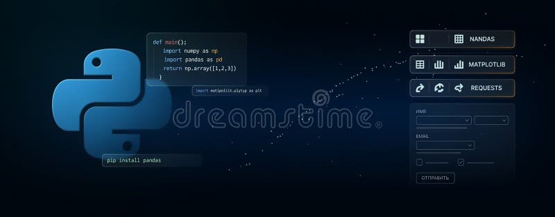 用于 Python 编程课程的超宽电影级图形设计背景 库存例证