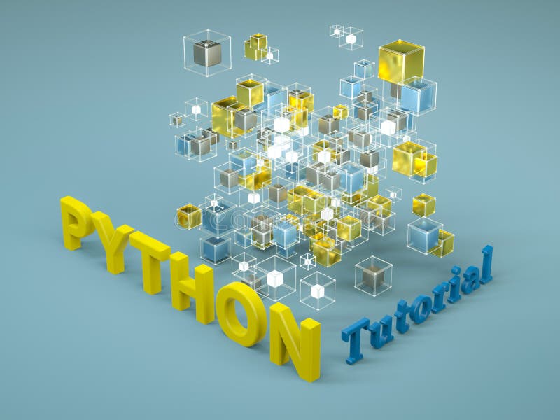 Python 3d渲染教程 编程教程 编码概念 Python语言电子学习 网络教育 库存例证