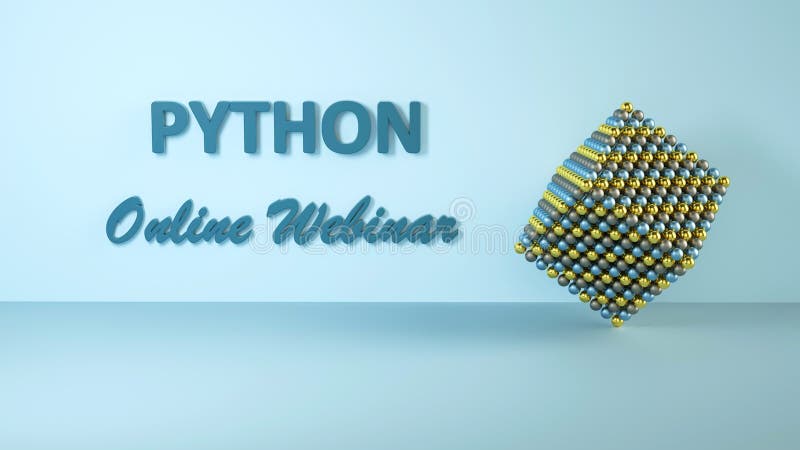 用于广告的Python在线网络研讨会的3D图示 在线学习横幅 编码概念 学会编码Python 库存例证