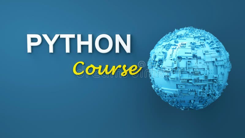 Python课程3d插图 Python编程语言在线学习的概念 Python网上课广告 库存例证