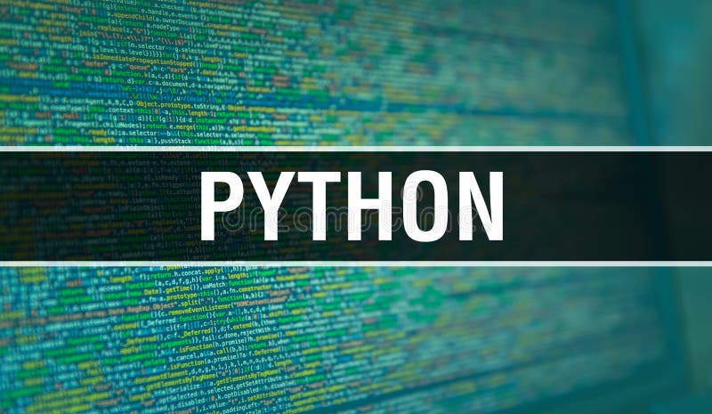 带二进制码数字技术背景的PYTHON 具有程序代码和PYTHON的抽象背景 编程和编码 图库摄影