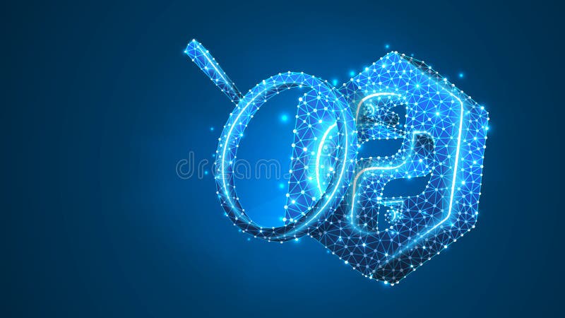 Python编码语言放大镜分析 研究、规划、发展概念 摘要，数字 向量例证