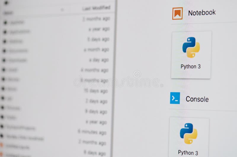 Python 3 编程平台中的菜单 免版税图库摄影