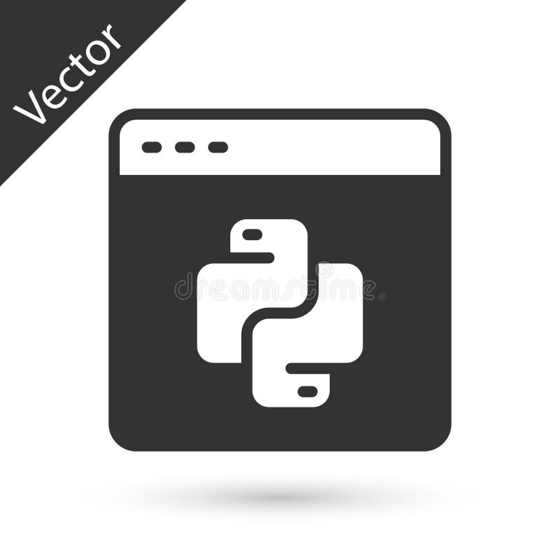 白色背景中突显的灰色python编程语言图标. Python编码语言在浏览器上登录. 设备 向量例证