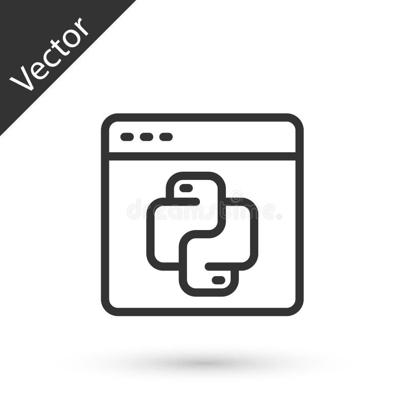 白色背景中突显的灰线python编程语言图标. Python编码语言在浏览器上登录. 设备 皇族释放例证
