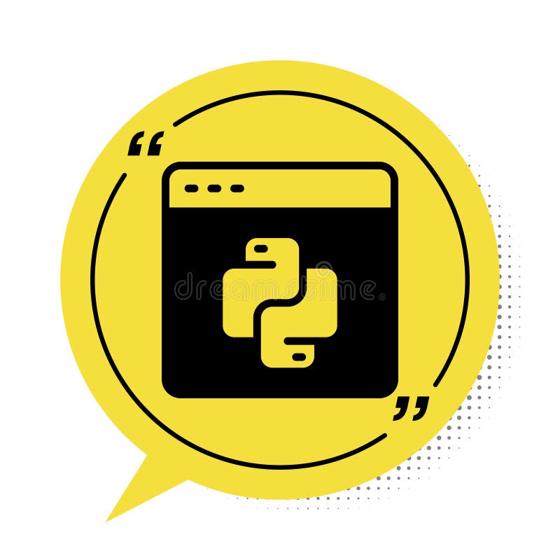 白色背景中突显的黑色python编程语言图标. Python编码语言在浏览器上登录. 设备 向量例证